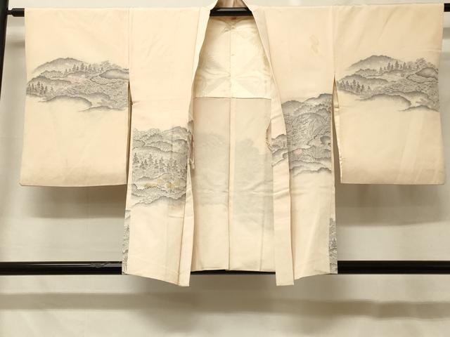 平和屋着物＃羽織　寿光織　遠山風景地紋　金糸　正絹　逸品　CABF8903in