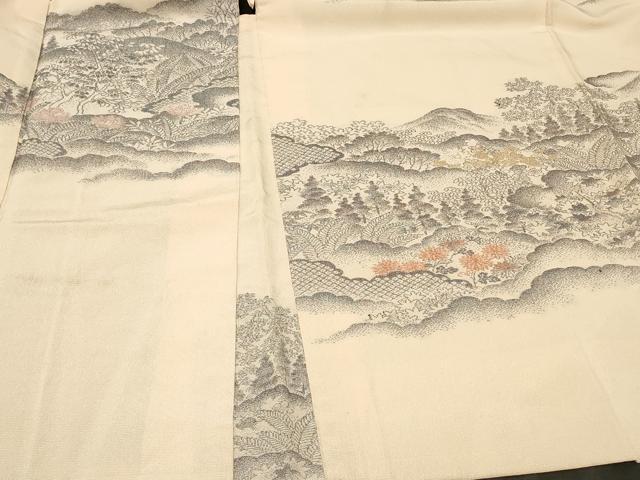 平和屋着物＃羽織　寿光織　遠山風景地紋　金糸　正絹　逸品　CABF8903in