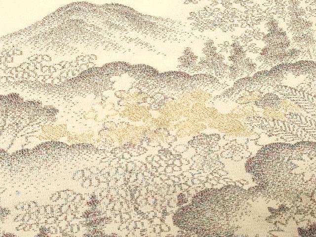 平和屋着物＃羽織　寿光織　遠山風景地紋　金糸　正絹　逸品　CABF8903in
