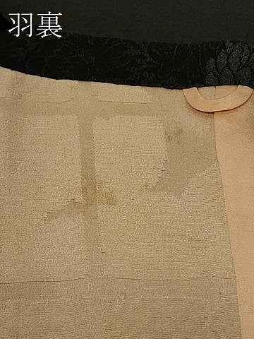 平和屋着物＃道行コート　寿光織　草花文　黒地　銀糸　正絹　逸品　CABF8909in