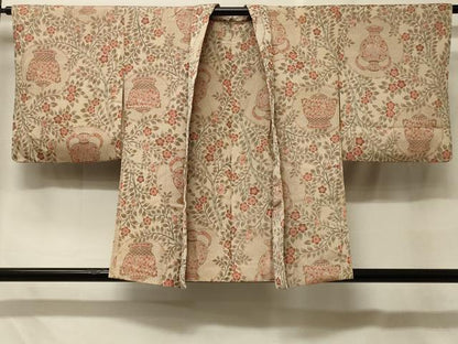 平和屋着物＃羽織　寿光織　陶器草花丸文　正絹　逸品　CABF8913in