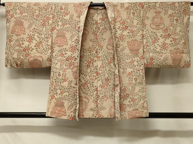平和屋着物＃羽織　寿光織　陶器草花丸文　正絹　逸品　CABF8913in