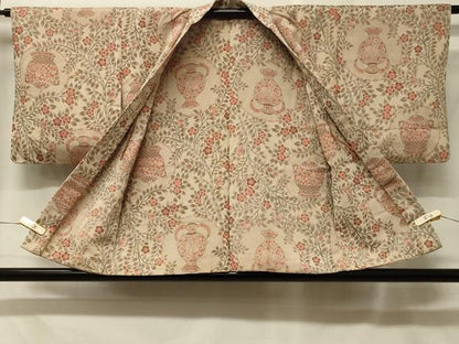 平和屋着物＃羽織　寿光織　陶器草花丸文　正絹　逸品　CABF8913in