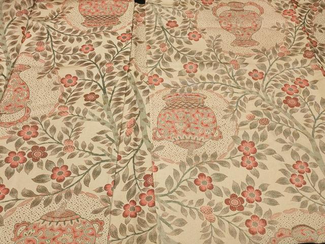 平和屋着物＃羽織　寿光織　陶器草花丸文　正絹　逸品　CABF8913in