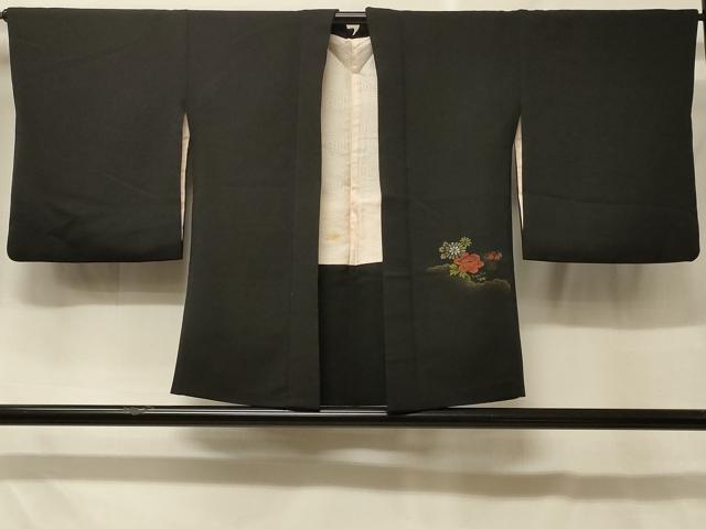 平和屋着物＃羽織　寿光織　文箱巻物花文　黒地　金銀糸　正絹　逸品　CABF8915in