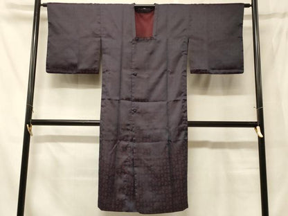 平和屋着物＃道行コート　雨コート　単衣　琉球絣文様　ロング丈　正絹　逸品　CABF8917in