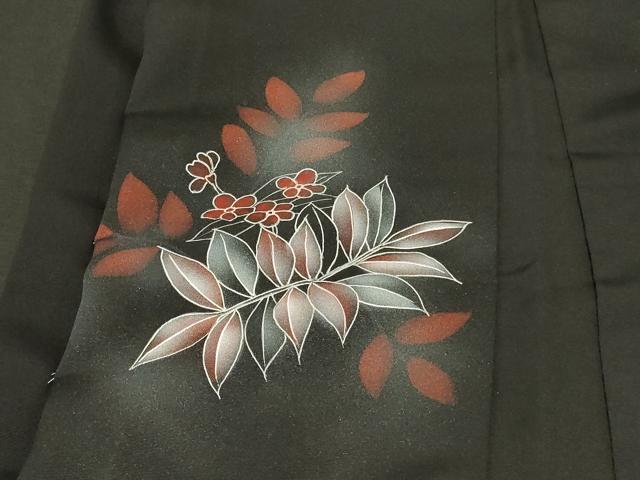 平和屋着物＃羽織　草花文　黒地　銀彩　正絹　逸品　未使用　CABF8919in