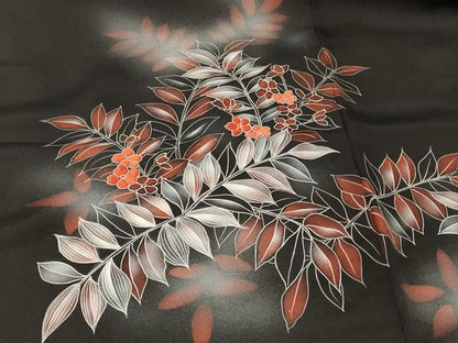 平和屋着物＃羽織　草花文　黒地　銀彩　正絹　逸品　未使用　CABF8919in