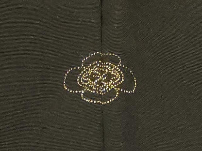 平和屋着物＃中国三大刺繍　相良刺繍　総刺繍　羽織　草花文　黒地　正絹　逸品　CABF8921in