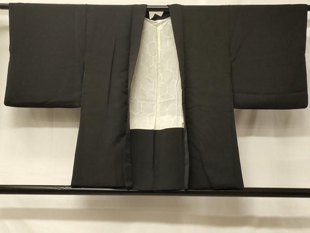 平和屋着物＃羽織　寿光織　霞文　黒地　銀糸　正絹　逸品　CABF8924in