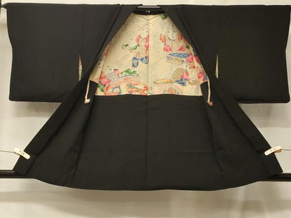 平和屋着物＃羽織　寿光織　笹の葉文　黒地　金銀糸　正絹　逸品　未使用　CABF8934in