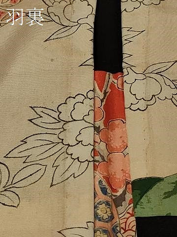 平和屋着物＃羽織　寿光織　笹の葉文　黒地　金銀糸　正絹　逸品　未使用　CABF8934in