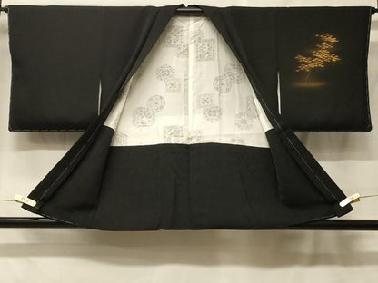 平和屋着物＃羽織　籬枝葉文　暈し染め　黒地　金彩　正絹　逸品　未使用　CABF8942in