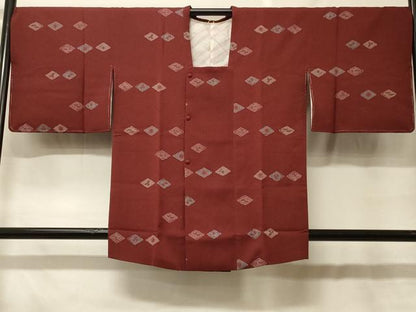 平和屋着物＃道行コート　型染め　菱草花文　正絹　逸品　未使用　CABF8943in