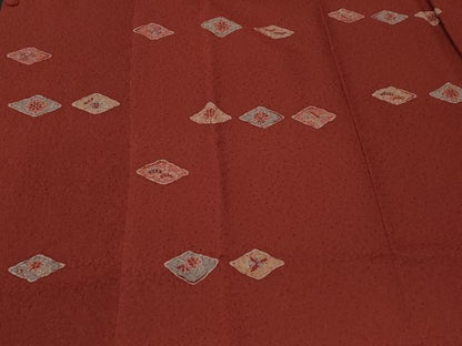 平和屋着物＃道行コート　型染め　菱草花文　正絹　逸品　未使用　CABF8943in