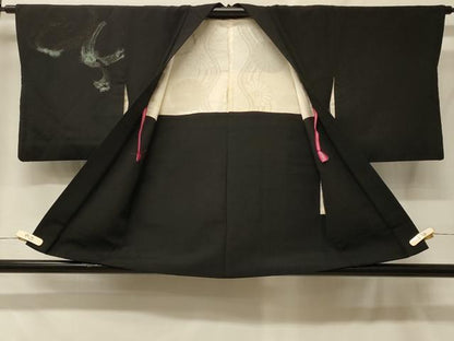 平和屋着物＃羽織　寿光織　唐草文　黒地　金糸　正絹　逸品　CABF8946in
