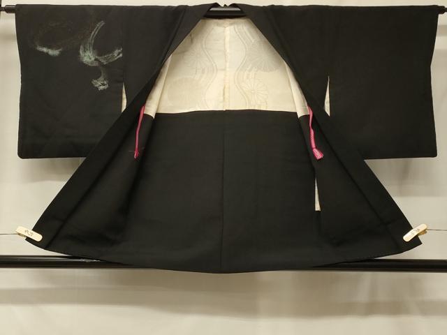 平和屋着物＃羽織　寿光織　唐草文　黒地　金糸　正絹　逸品　CABF8946in