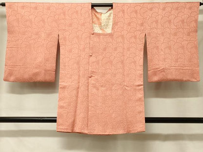平和屋着物＃道行コート　色無地　花づくし地紋　曙色　正絹　逸品　CABF8949in