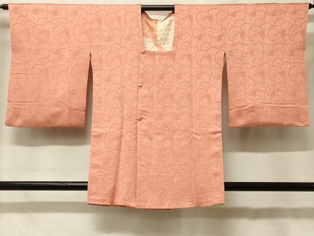 平和屋着物＃道行コート　色無地　花づくし地紋　曙色　正絹　逸品　CABF8949in