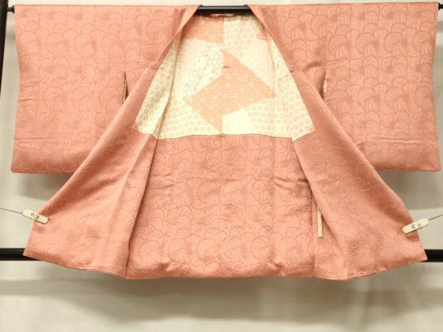 平和屋着物＃道行コート　色無地　花づくし地紋　曙色　正絹　逸品　CABF8949in