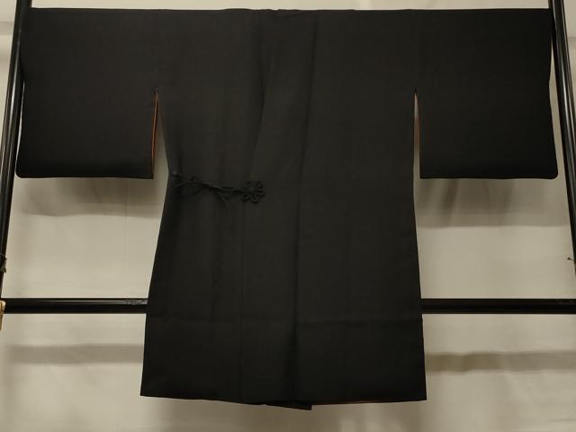 平和屋着物＃道中着　リバーシブル　斜線文　暈し染め　黒地　ロング丈　正絹　逸品　CABF8953in