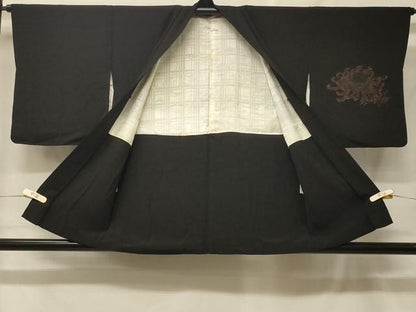 平和屋着物＃羽織　寿光織　乱菊　黒地　金糸　正絹　逸品　CABF8959in