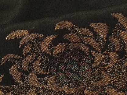 平和屋着物＃羽織　寿光織　乱菊　黒地　金糸　正絹　逸品　CABF8959in