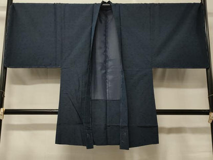 平和屋着物＃男性　長羽織　色無地　ひげ紬　青褐色　正絹　逸品　未使用　CABF8961in