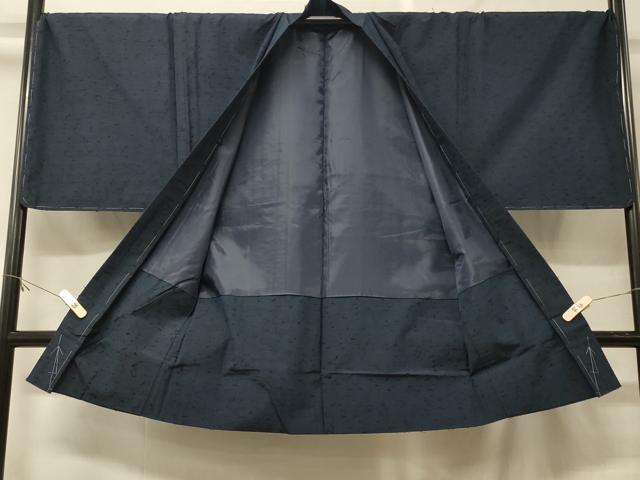 平和屋着物＃男性　長羽織　色無地　ひげ紬　青褐色　正絹　逸品　未使用　CABF8961in