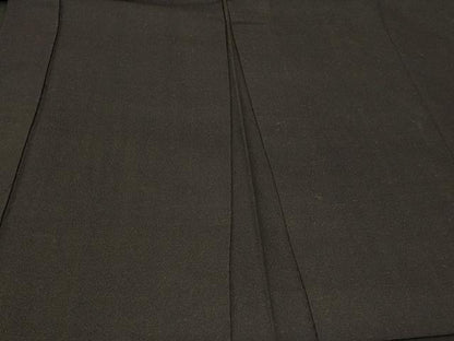 平和屋着物＃男性　長羽織　お召縮緬　黒地　正絹　逸品　CABF8962in