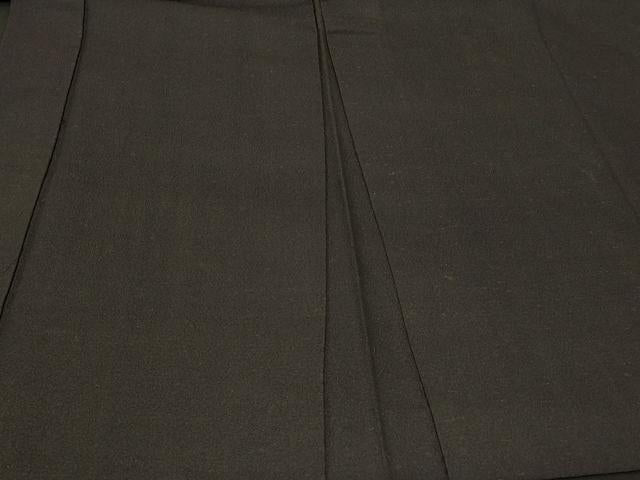 平和屋着物＃男性　長羽織　お召縮緬　黒地　正絹　逸品　CABF8962in
