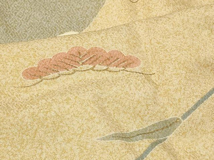 平和屋着物＃京友禅の第一人者　松井青々　道行コート　松笹文　金彩　ロング丈　正絹　逸品　未使用　CABF8963in