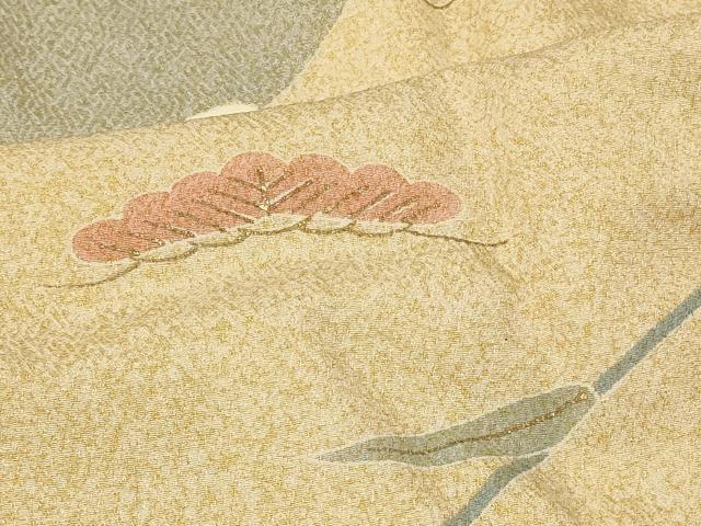 平和屋着物＃京友禅の第一人者　松井青々　道行コート　松笹文　金彩　ロング丈　正絹　逸品　未使用　CABF8963in