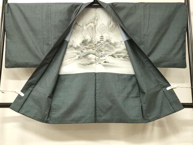 平和屋着物＃男性 本場大島紬 長羽織 100亀甲 総詰め 正絹 逸品 CABF8965in