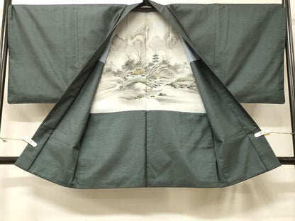 平和屋着物＃男性　本場大島紬　長羽織　100亀甲　総詰め　正絹　逸品　CABF8965in