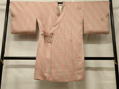 平和屋着物＃中国三大刺繍　スワトウ刺繍　道中着　斜線楓丸文　暈し染め　ロング丈　正絹　逸品　CABF8967in