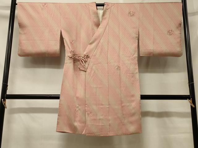 平和屋着物＃中国三大刺繍　スワトウ刺繍　道中着　斜線楓丸文　暈し染め　ロング丈　正絹　逸品　CABF8967in