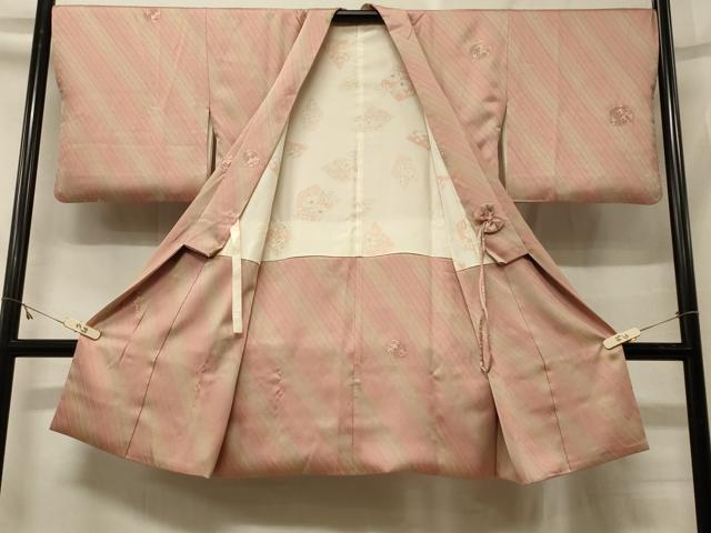 平和屋着物＃中国三大刺繍　スワトウ刺繍　道中着　斜線楓丸文　暈し染め　ロング丈　正絹　逸品　CABF8967in