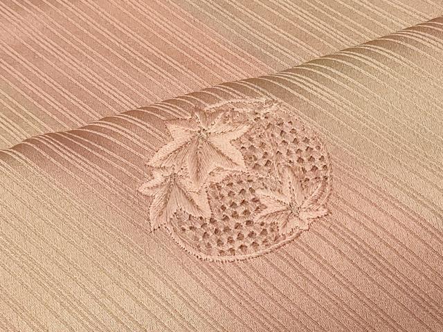 平和屋着物＃中国三大刺繍　スワトウ刺繍　道中着　斜線楓丸文　暈し染め　ロング丈　正絹　逸品　CABF8967in