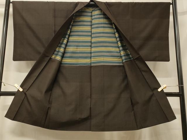 平和屋着物＃男性　長羽織　紬地　縞　正絹　逸品　CABF8968in