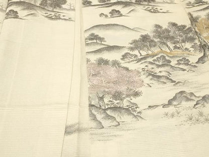 平和屋着物＃羽織　寿光織　遠山風景文　金銀糸　正絹　逸品　CABF8974in