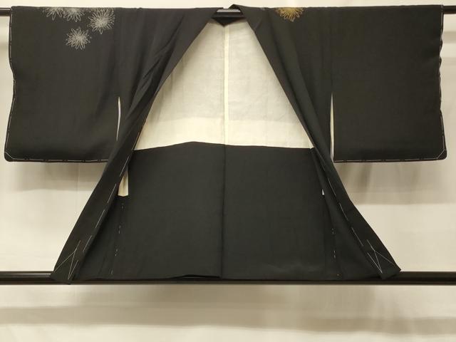 平和屋着物＃羽織　寿光織　舞菊文　黒地　金銀糸　正絹　逸品　未使用　CABF8982in