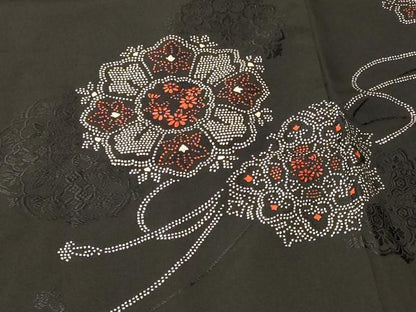 平和屋着物＃羽織　鏡裏正倉院花文　黒地　正絹　逸品　CABF8985in