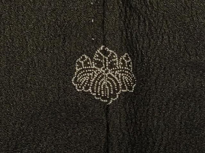 平和屋着物＃羽織　寿光織　鏡裏草花文　黒地　正絹　逸品　CABF8990in