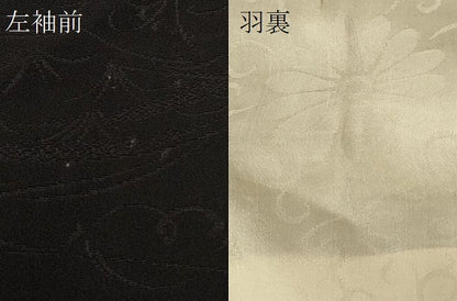 平和屋着物＃羽織　寿光織　草葉文　黒地　金銀糸　正絹　逸品　CABF8995in