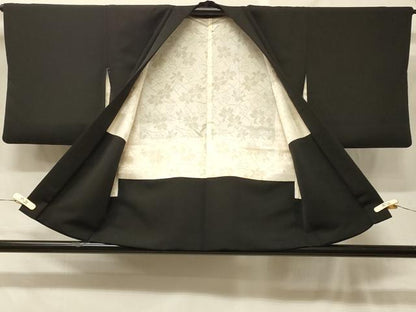 平和屋着物＃羽織　寿光織　貝桶花文　黒地　金糸　正絹　逸品　CABF8997in