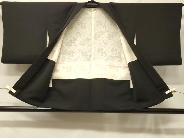 平和屋着物＃羽織　寿光織　貝桶花文　黒地　金糸　正絹　逸品　CABF8997in