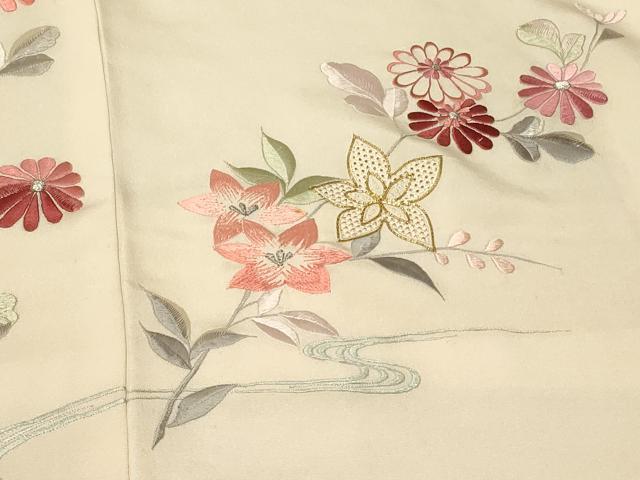 平和屋着物＃羽織　駒刺繍　総刺繍　流水草花文　暈し染め　正絹　逸品　CABF9004in