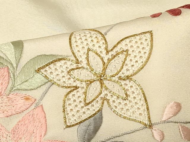 平和屋着物＃羽織　駒刺繍　総刺繍　流水草花文　暈し染め　正絹　逸品　CABF9004in