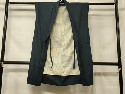 平和屋着物＃男性　袖無し羽織　紬地　霞文　正絹　逸品　CABF9006in
